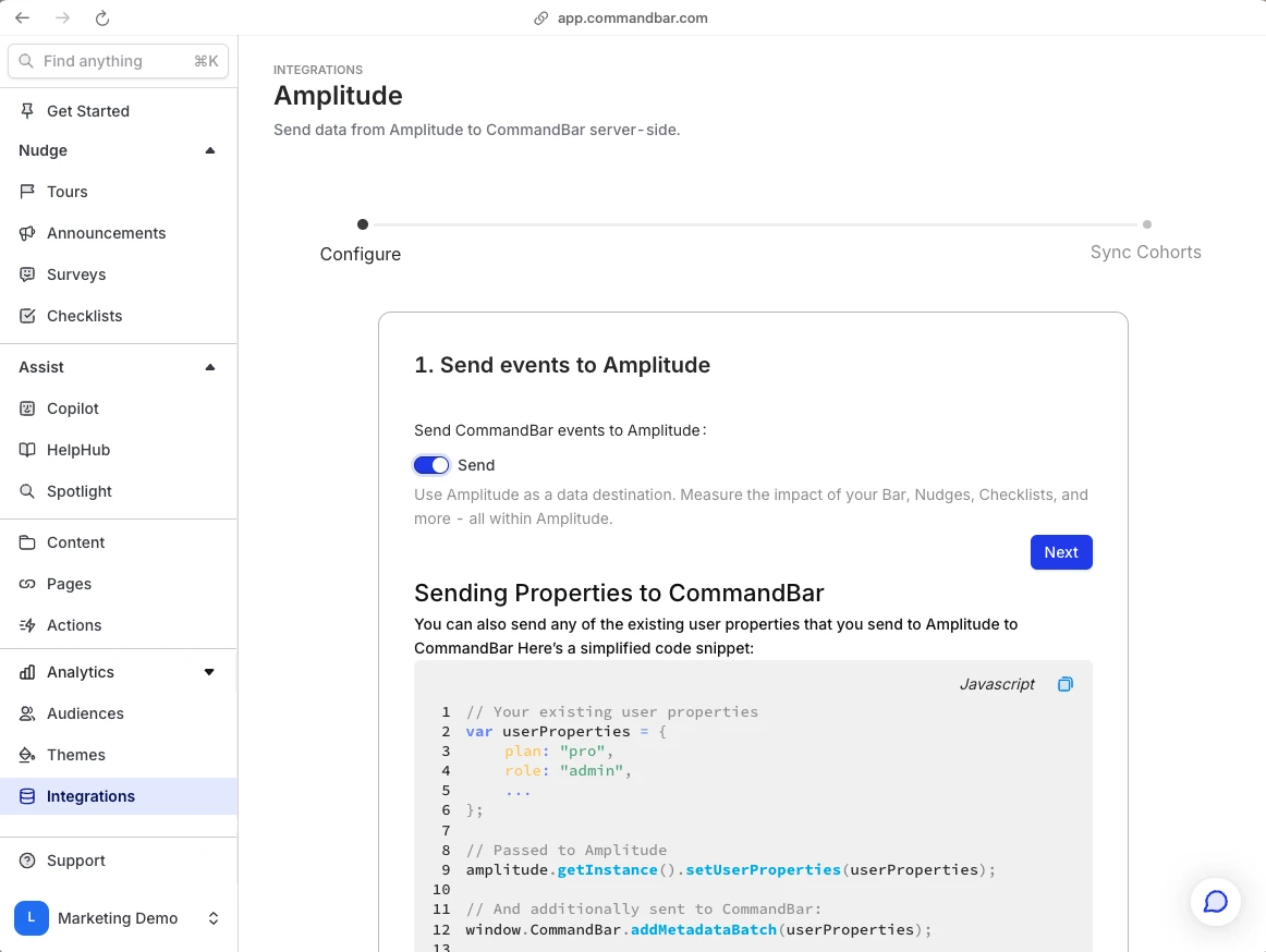 Amplitude events integration