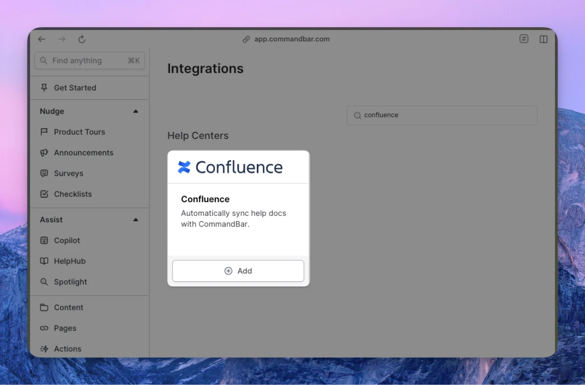 Confluence integration card