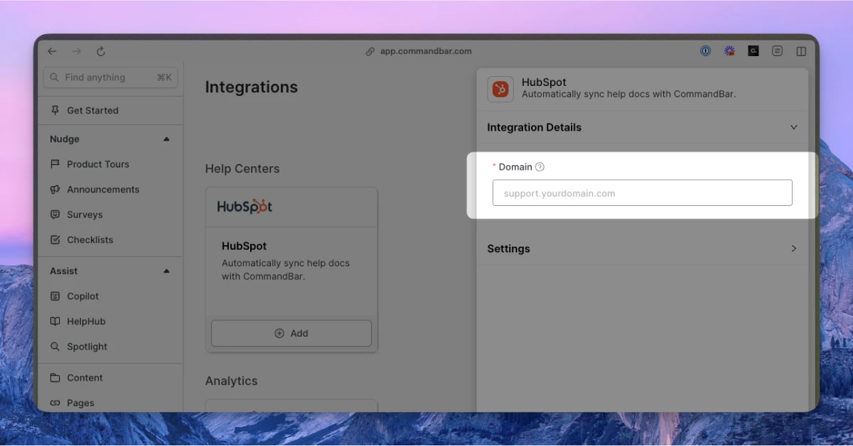 HubSpot CS domain input